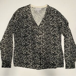 Vintage Women’s Leopard Print Cardigan Medium Mob Wife Y2K Preppy Cheetah Print